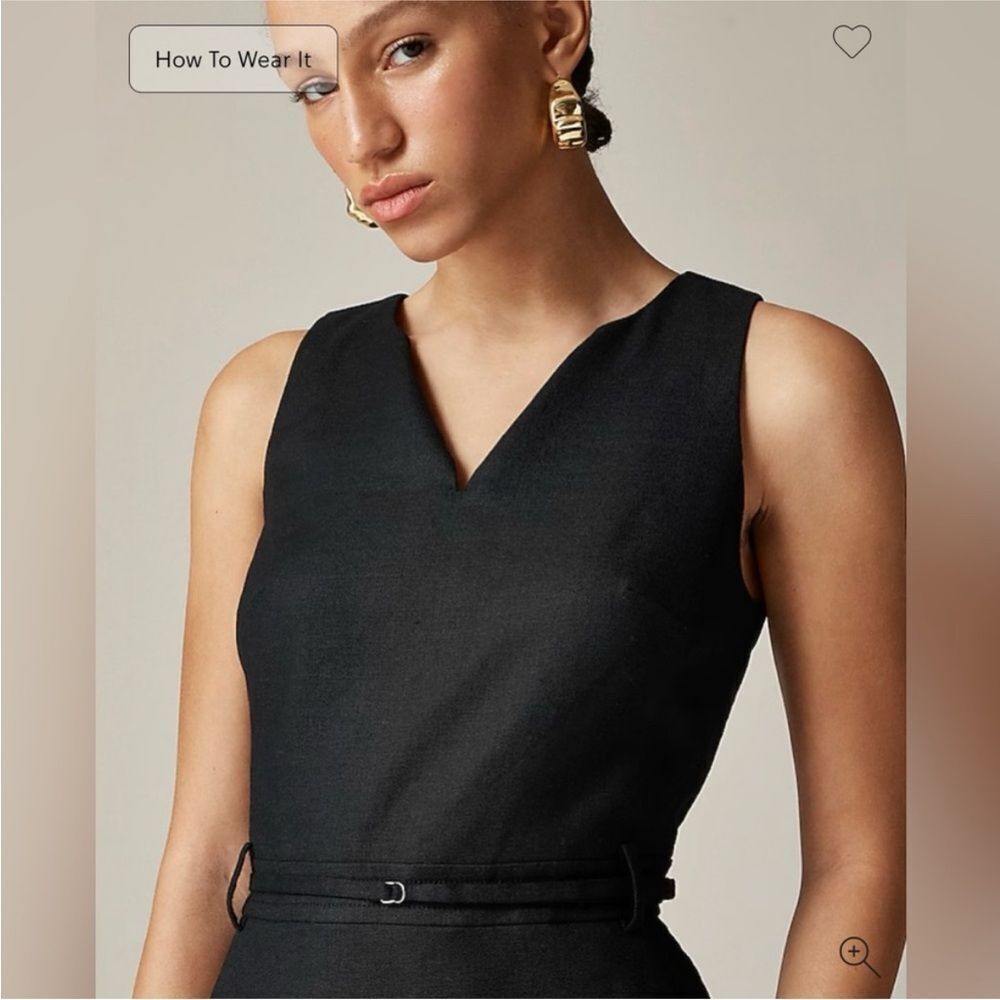 NWT J CREW TALL Executive dress in stretch linen blend in black - Picture 3 of 6